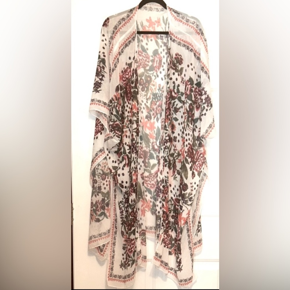 Kimono -2XL Duster Swimsuit Cover Up Floral Sheer Wrap Shawl Open Cardigan